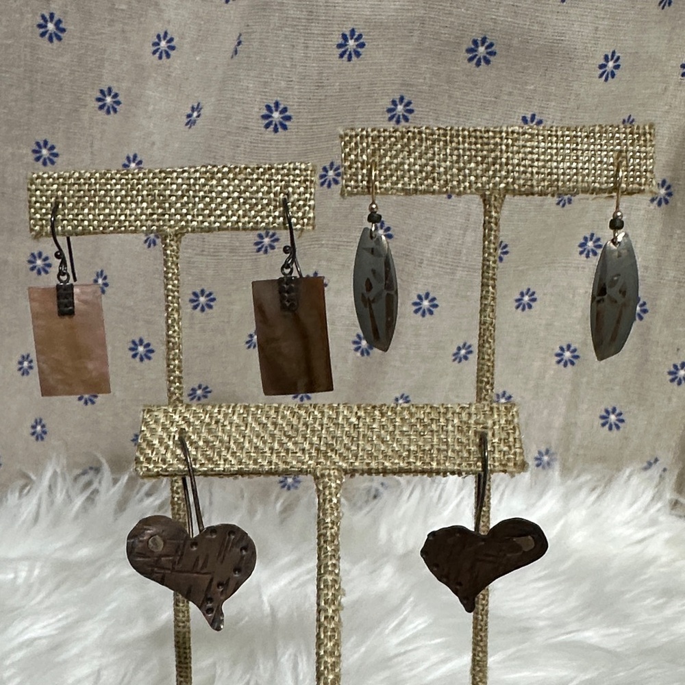 Elegant Mixed Metal Heart and Oval Earrings